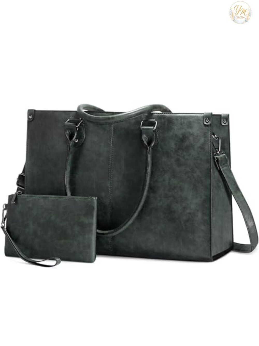 15.6 Inch Laptop Tote Bag Water-Resistant Vintage PU Leather Work Briefcase
